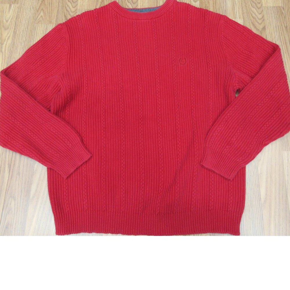 VTG 2002 CHAPS RALPH LAUREN 100% COTTON RIBBED SWEATER RED Sz X-LARGE, XL